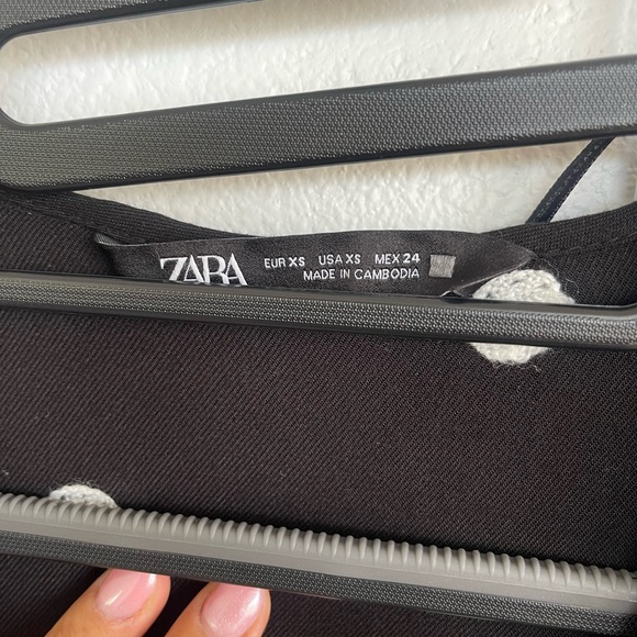 Zara Black and White Polka Dot Long Sleeve Dress - Picture 3 of 5